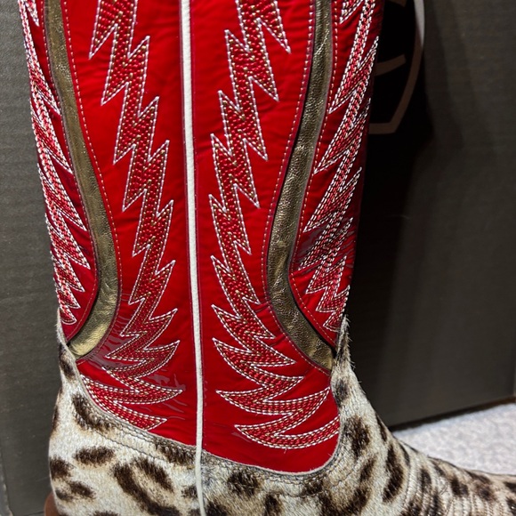 Ariat Red and Leopard Cowboy Boots - Picture 3 of 9
